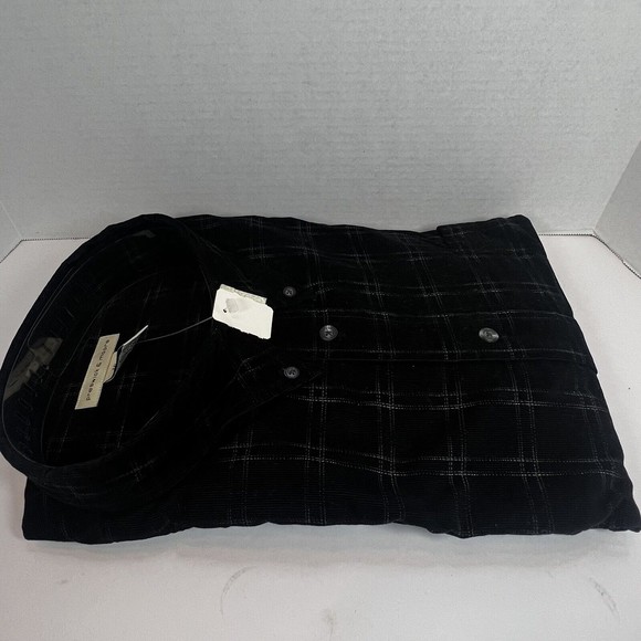 Vintage Preswick & Moore Button Down Shirt Adult XXL  Black Plaid Cotton Men NWT - Picture 4 of 7